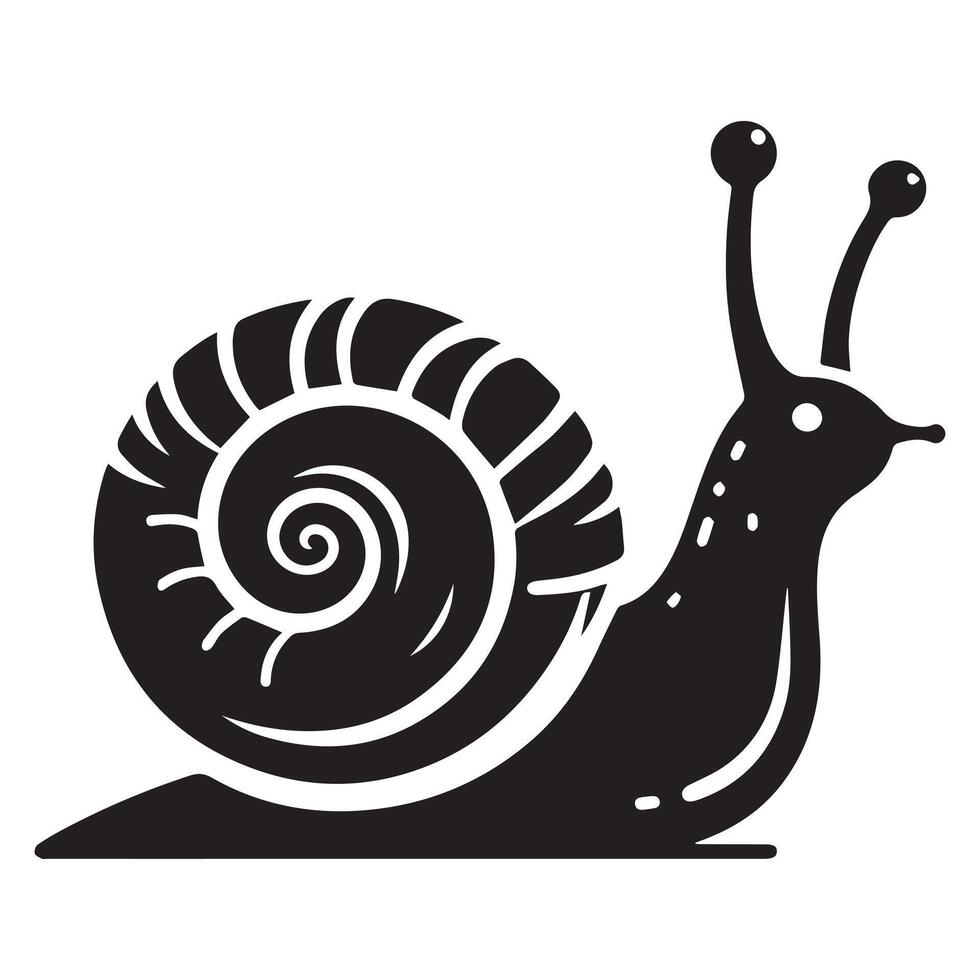 Snail Silhouette flat illustration. vector