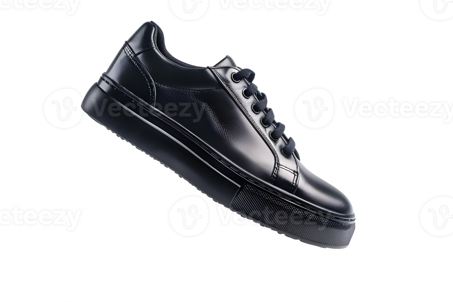 Black male leather shoes isolated on transparent background png