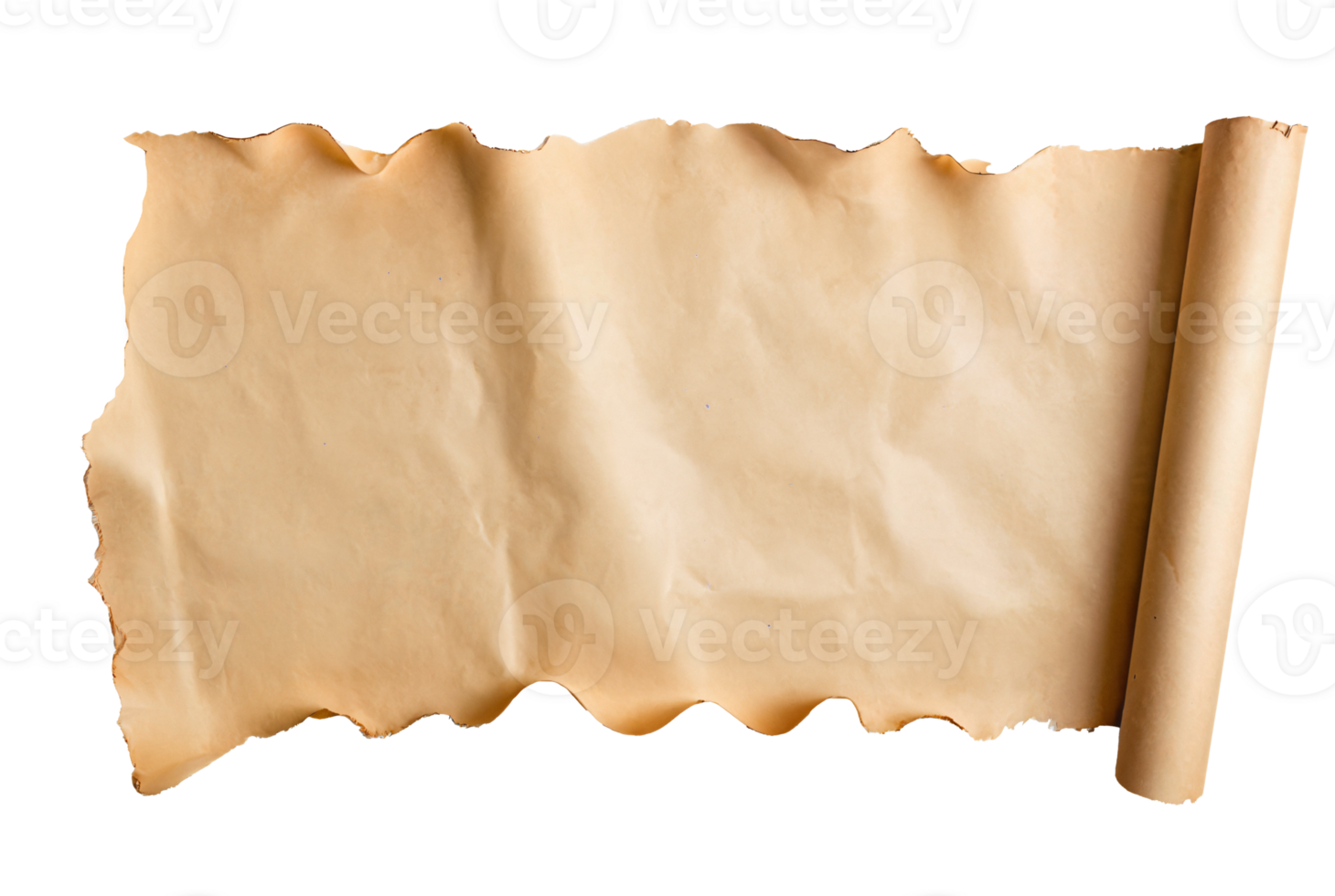 empty scroll of parchment, transparent background png