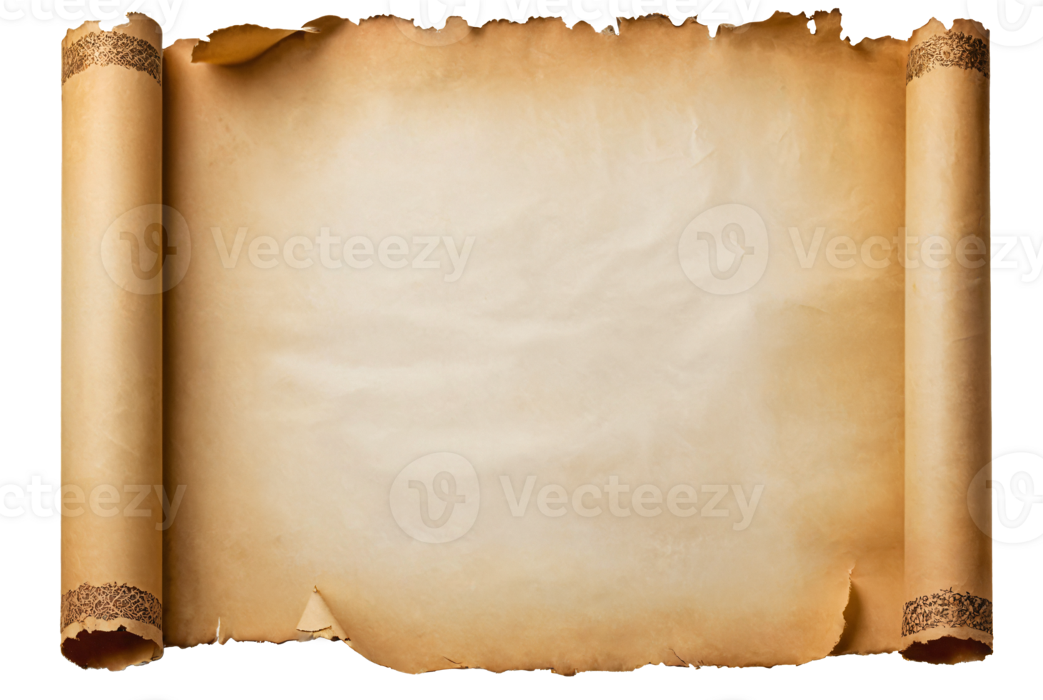 empty scroll of parchment, transparent background png