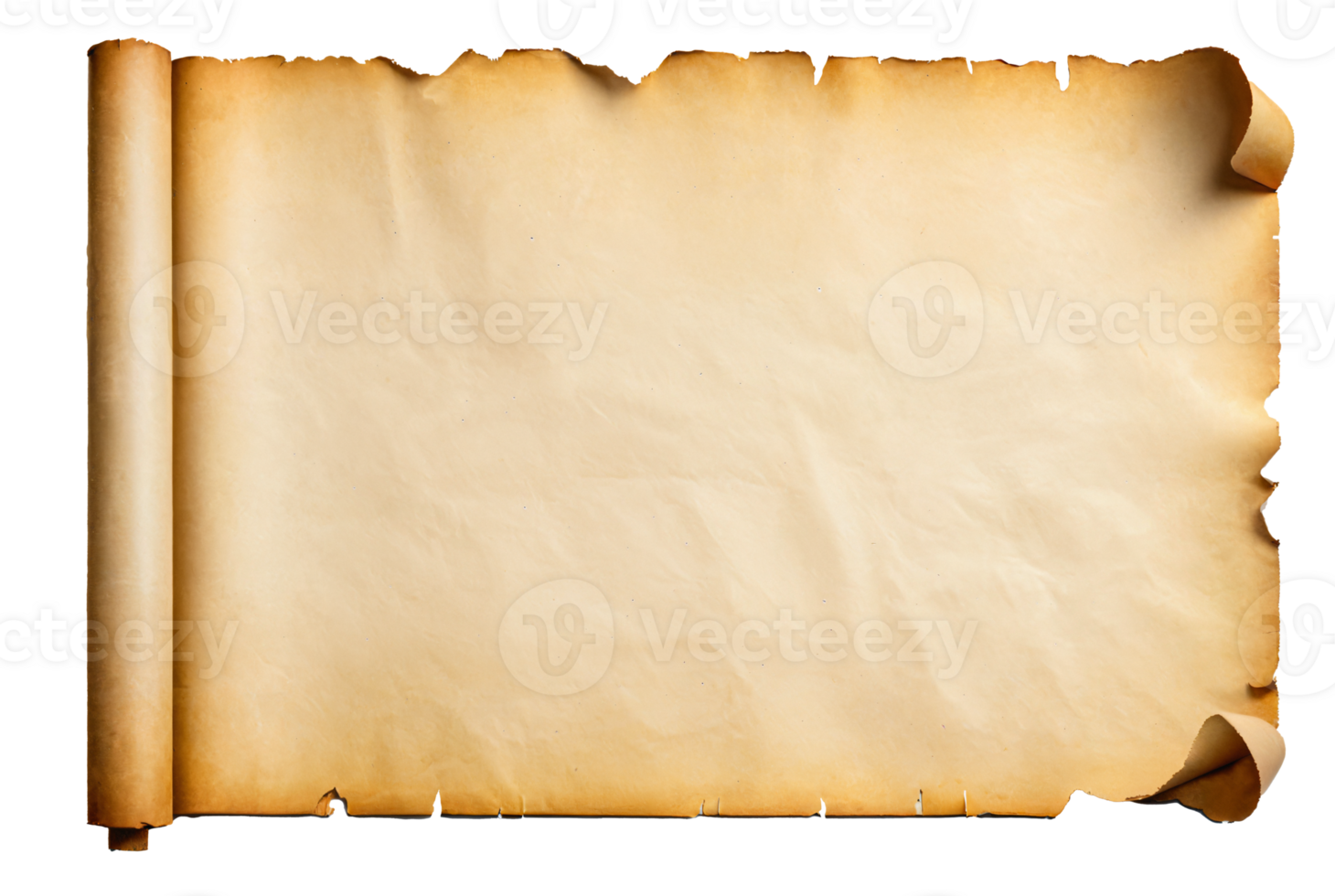 empty scroll of parchment, transparent background png