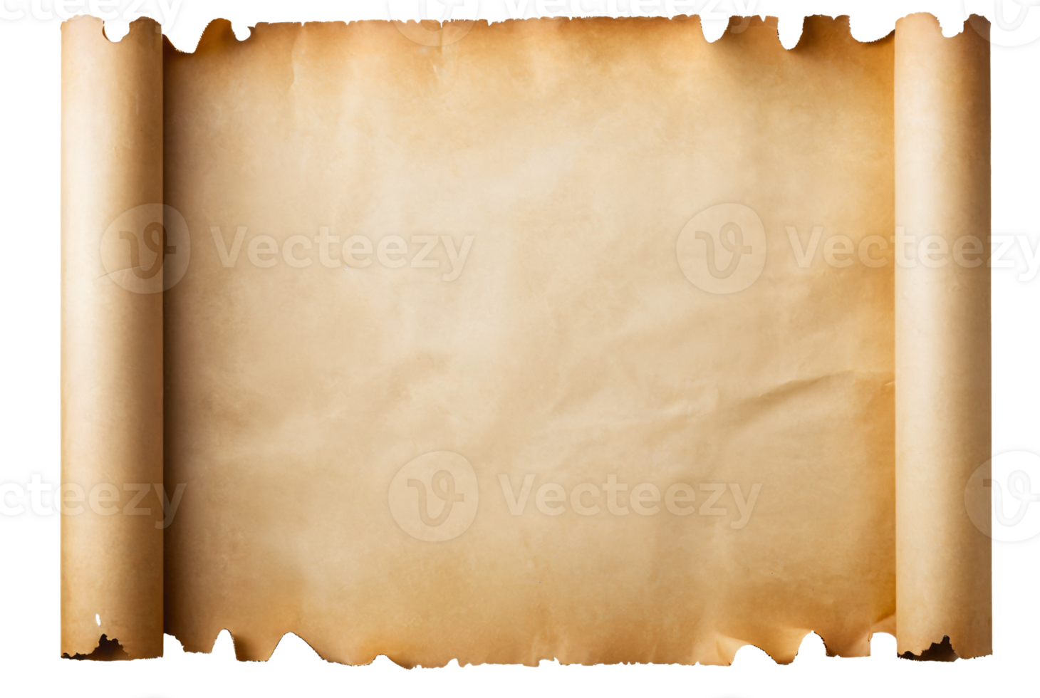 empty scroll of parchment, transparent background png