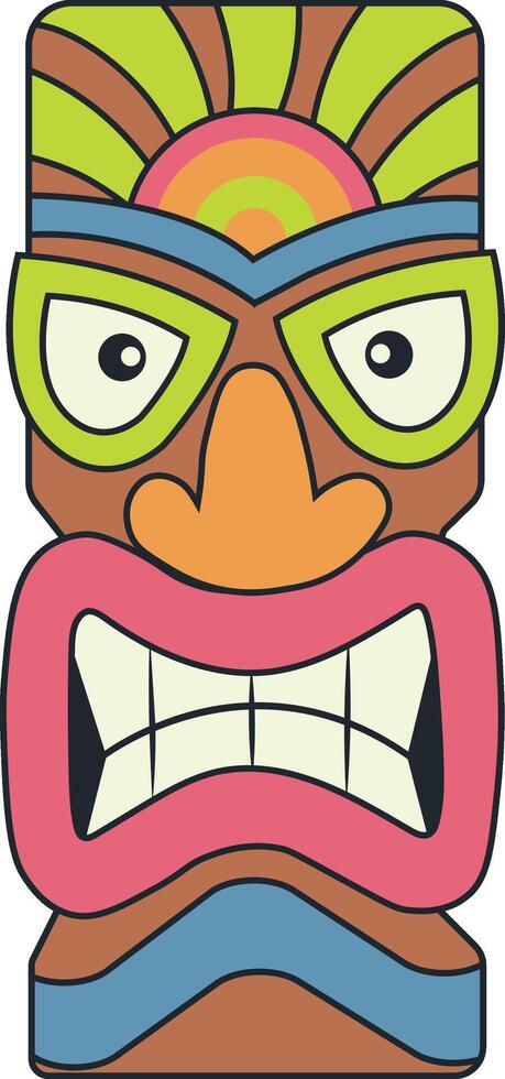 Traditional Ethnic Tiki Mask. Hawaiian Tribal Mask. Illustration on White Background vector