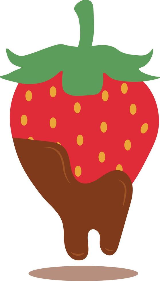 Strawberry Coated Chocolate Illustration. Melted Choco on White Background vector