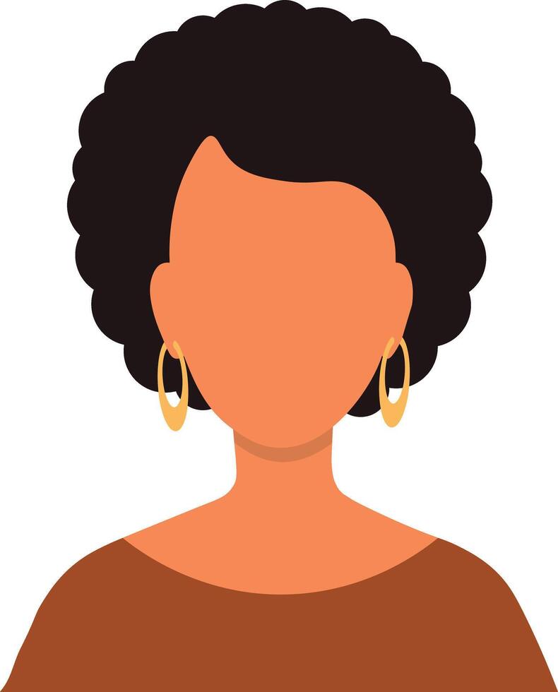 africano mujer avatar en blanco cara diseño. retrato usuario perfil. aislado ilustración vector