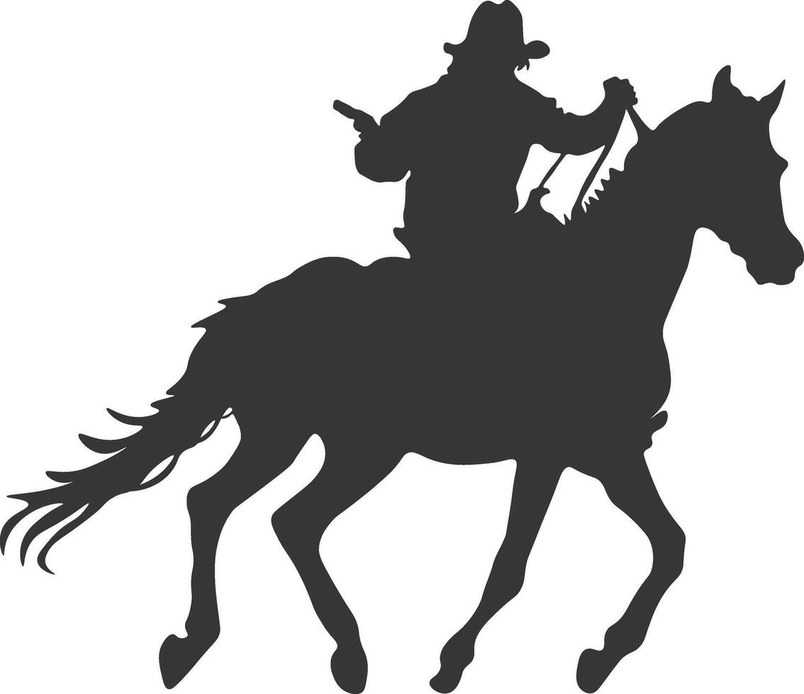 Cowboy Silhouette. Cowboy Rodeo with Rope. Isolated on White Background vector