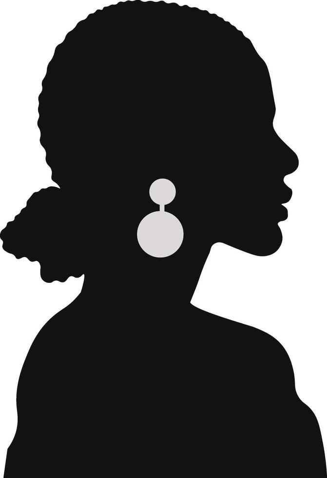 Black History Month Woman Silhouette. with Some Accessories. Isolated Graphic Design vector