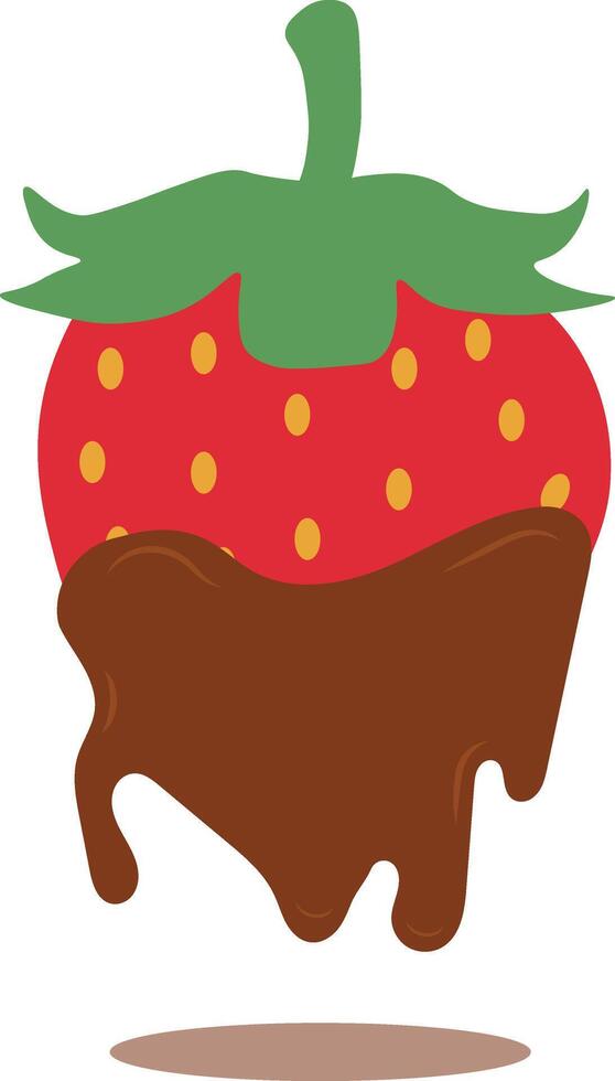 Strawberry Coated Chocolate Illustration. Melted Choco on White Background vector