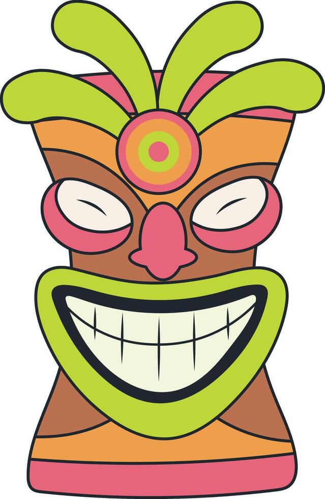 Traditional Ethnic Tiki Mask. Hawaiian Tribal Mask. Illustration on White Background vector