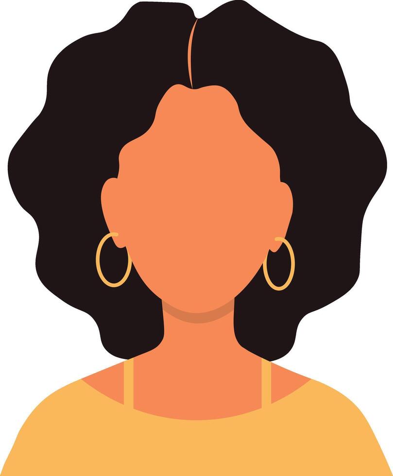 africano mujer avatar en blanco cara diseño. retrato usuario perfil. aislado ilustración vector