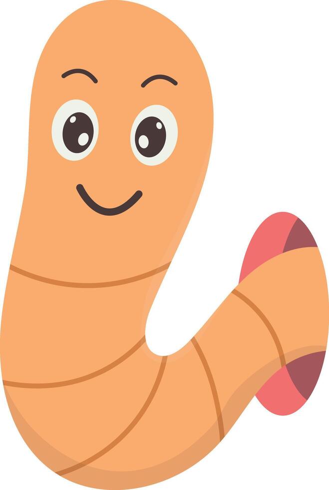Illustration of Earthworm Cartoon Character. in Flat Design vector