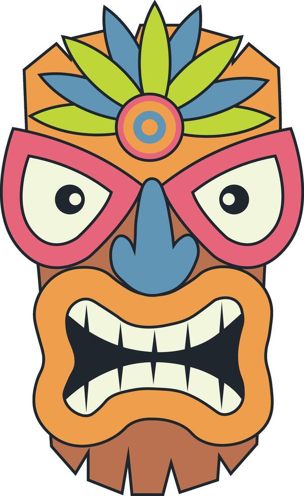 Traditional Ethnic Tiki Mask. Hawaiian Tribal Mask. Illustration on White Background vector