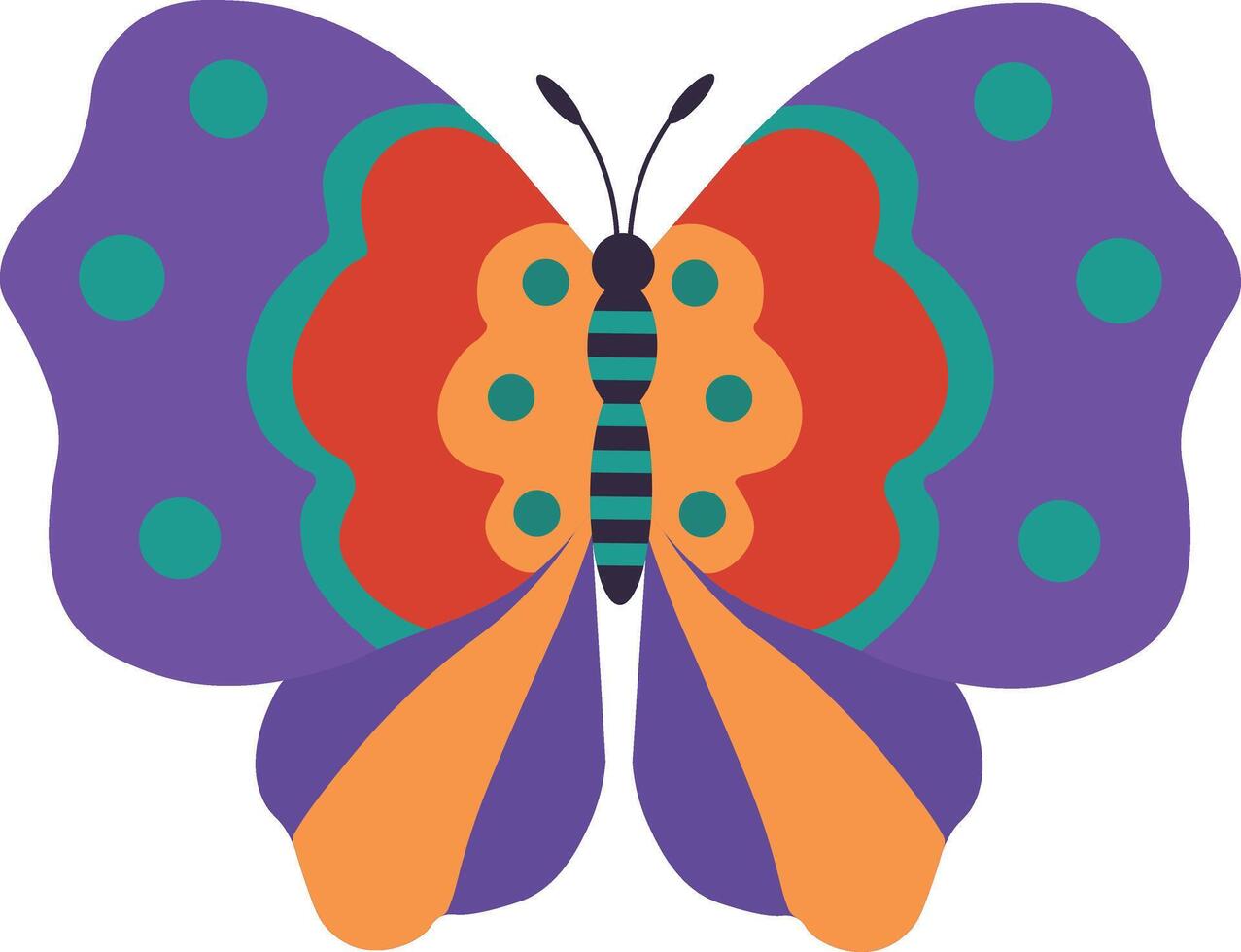 Adorable Butterfly Illustration in Flat Cartoon Design. Isolated on White Background vector