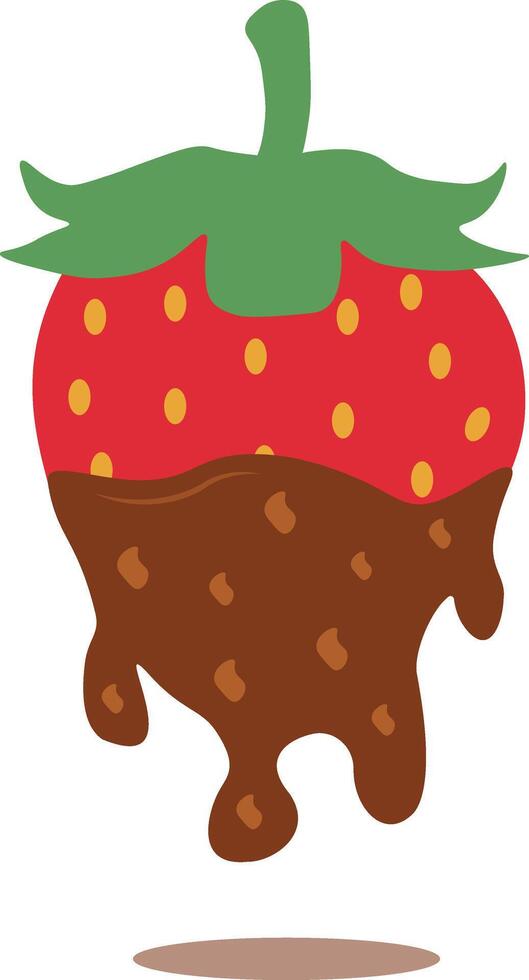 Strawberry Coated Chocolate Illustration. Melted Choco on White Background vector