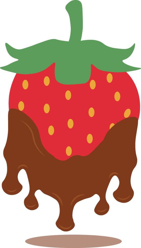Strawberry Coated Chocolate Illustration. Melted Choco on White Background vector