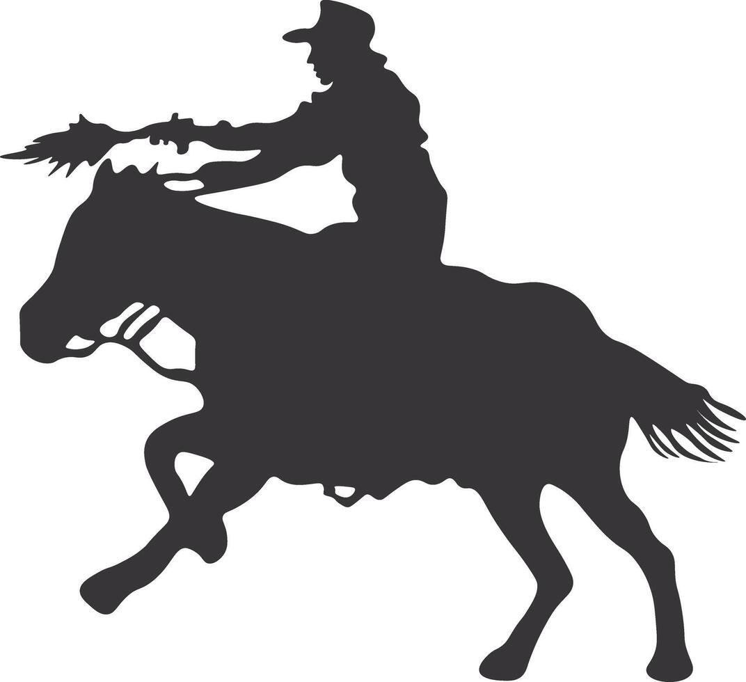 Cowboy Silhouette. Cowboy Rodeo with Rope. Isolated on White Background vector