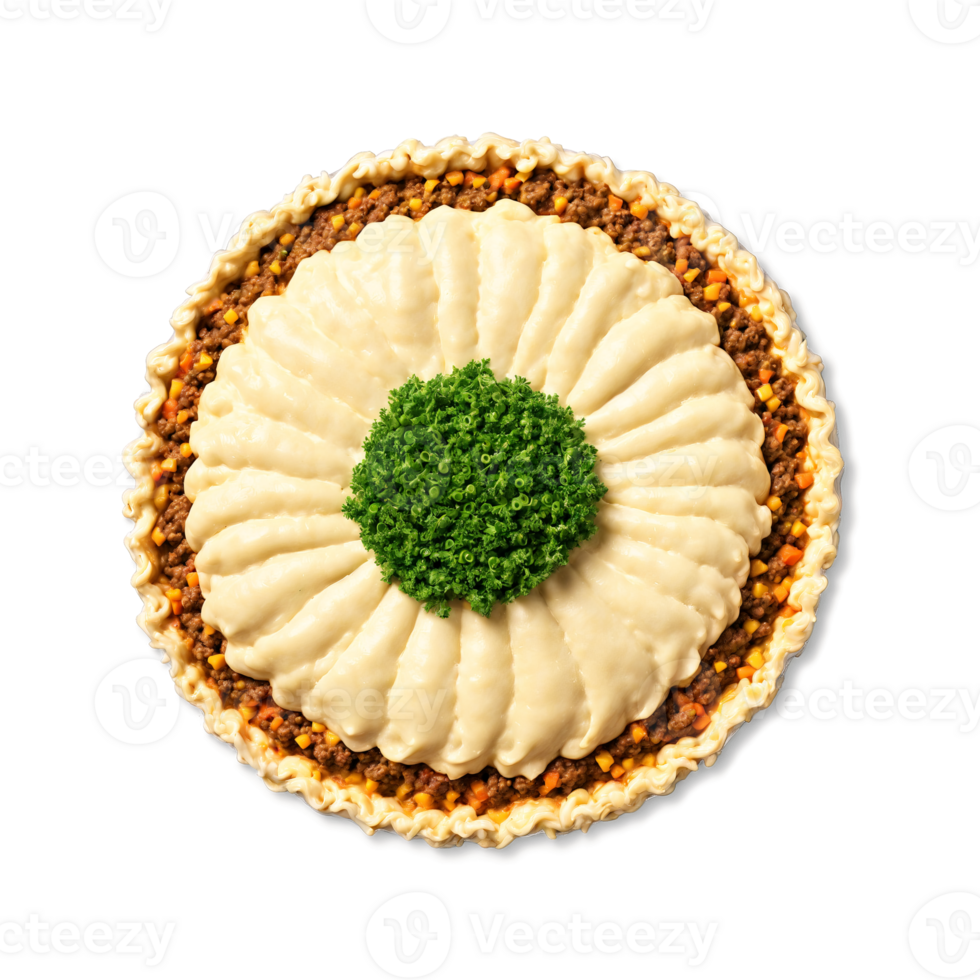 Shepherd s Pie Mandala savory ground lamb and vegetable filling topped with golden mashed potatoes png