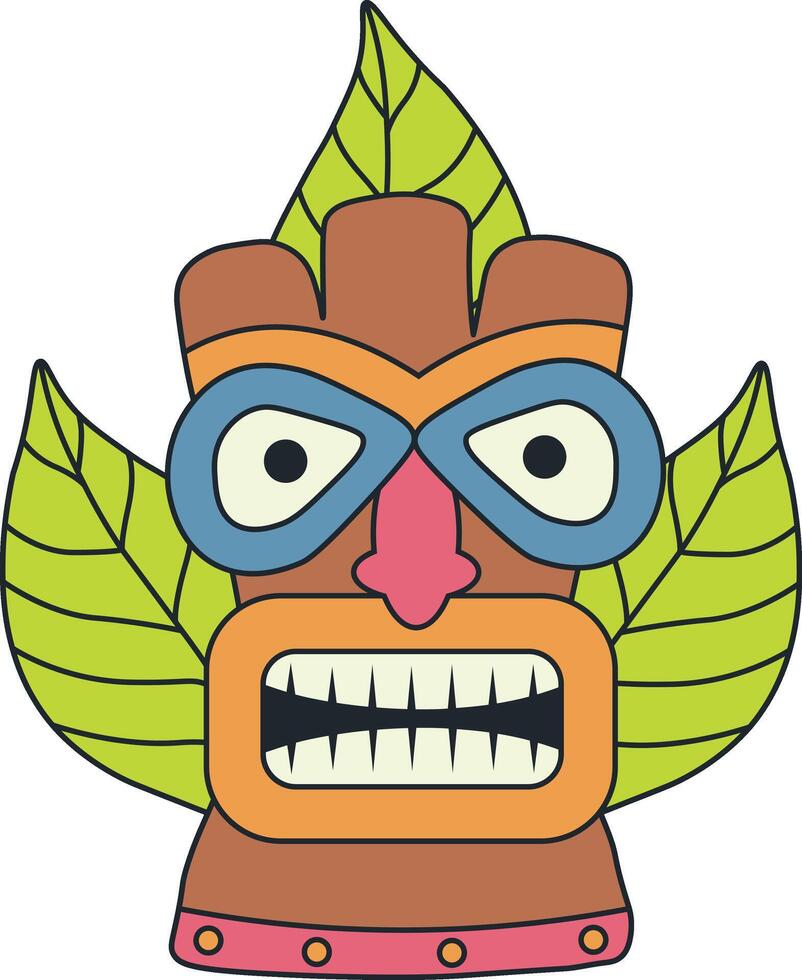 Traditional Ethnic Tiki Mask. Hawaiian Tribal Mask. Illustration on White Background vector