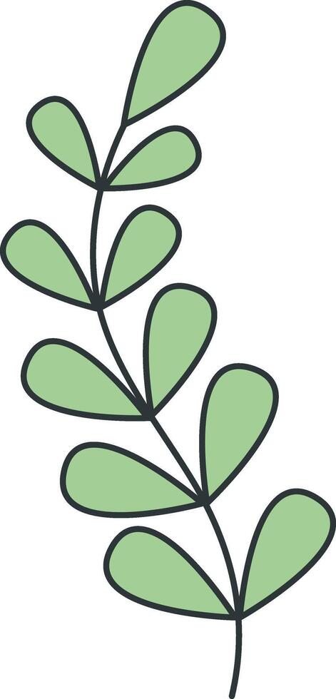 Hand Drawn Floral Botanical Branch. Isolated on White Background. Isolated Illustration. vector
