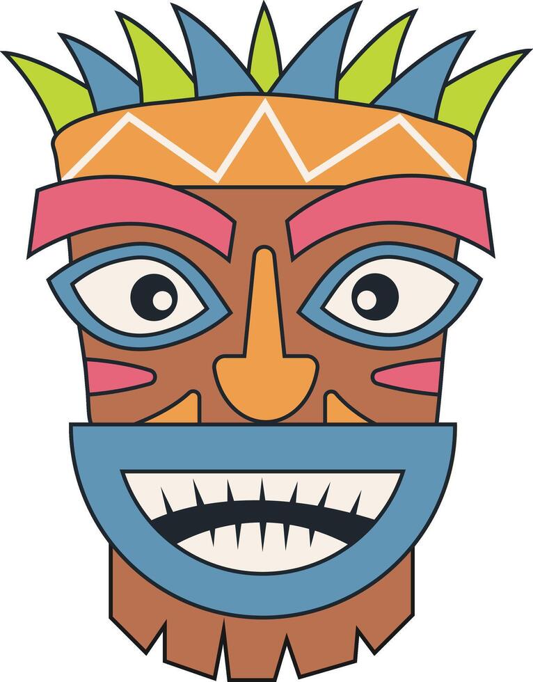 Traditional Ethnic Tiki Mask. Hawaiian Tribal Mask. Illustration on White Background vector