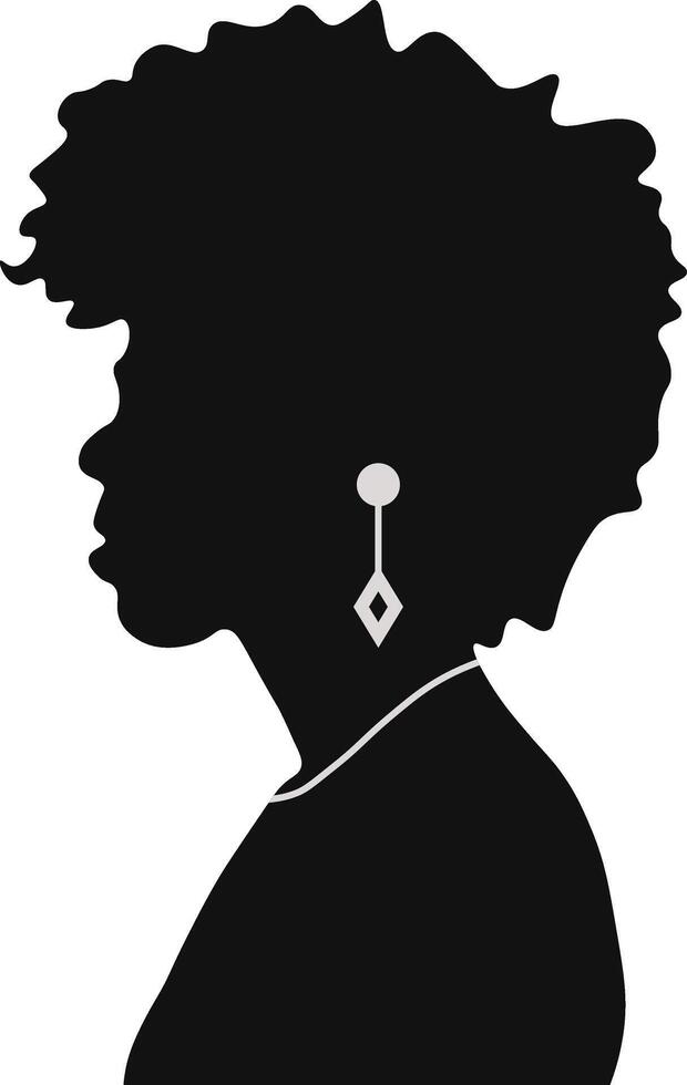 negro historia mes mujer silueta. con algunos accesorios. aislado gráfico diseño vector