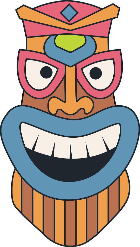 Traditional Ethnic Tiki Mask. Hawaiian Tribal Mask. Illustration on White Background vector