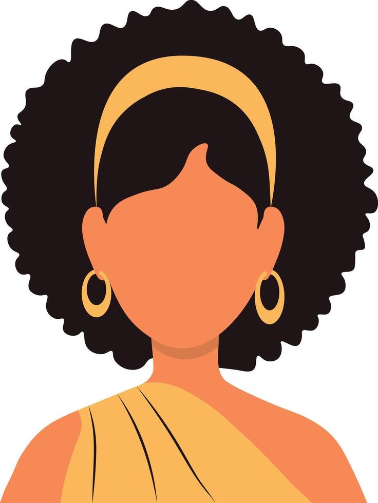 africano mujer avatar en blanco cara diseño. retrato usuario perfil. aislado ilustración vector