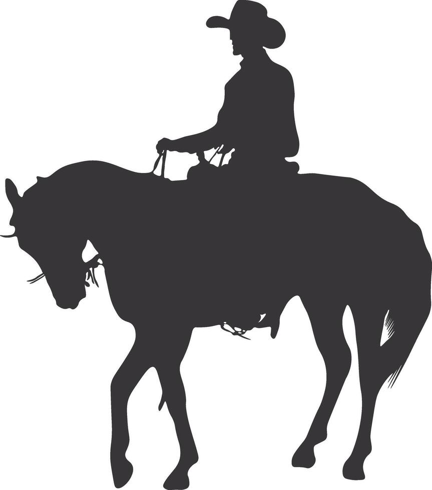 Cowboy Silhouette. Cowboy Rodeo with Rope. Isolated on White Background vector