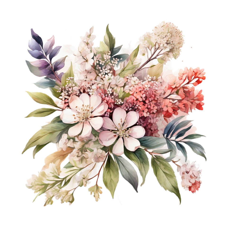 buquê de flores em aquarela png