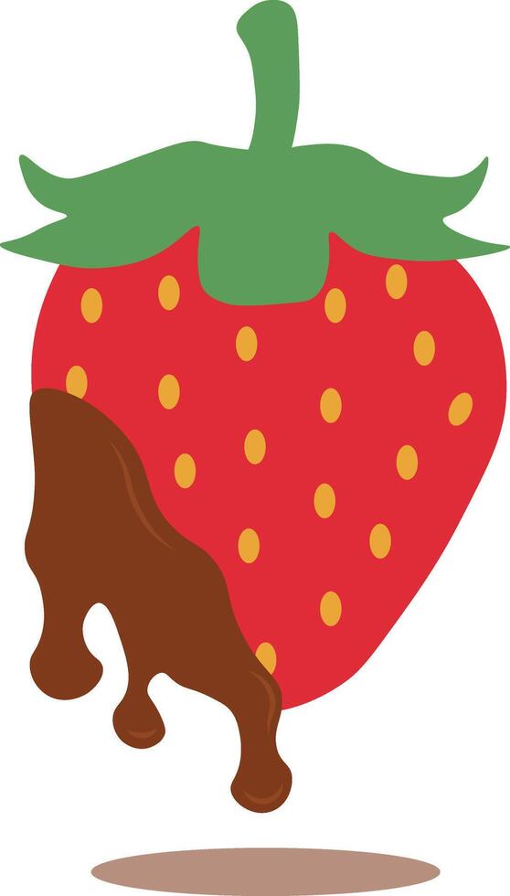 Strawberry Coated Chocolate Illustration. Melted Choco on White Background vector