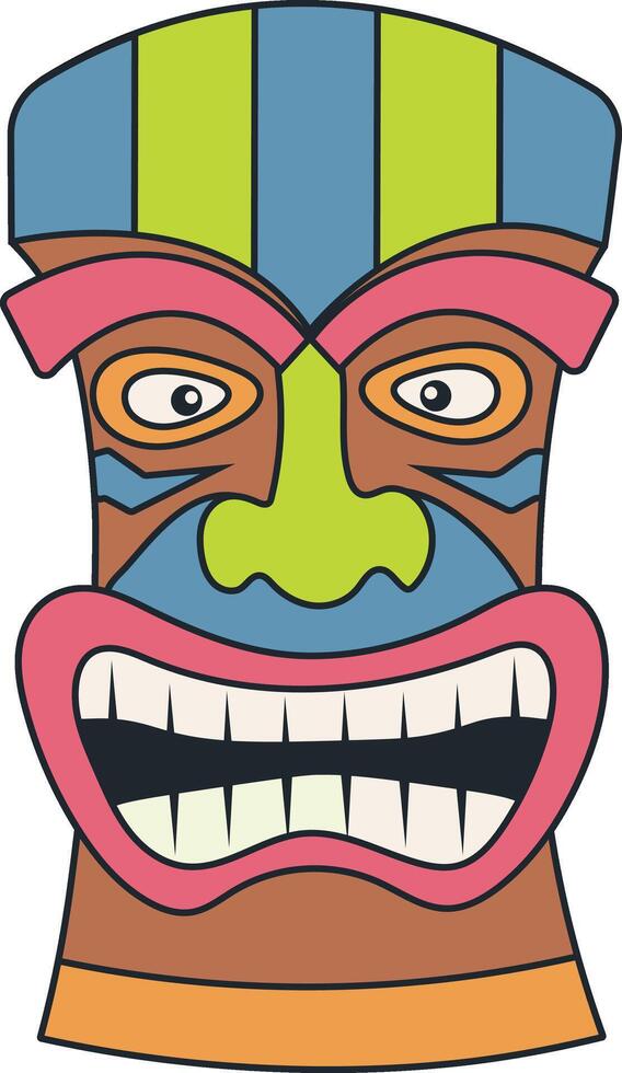 Traditional Ethnic Tiki Mask. Hawaiian Tribal Mask. Illustration on White Background vector