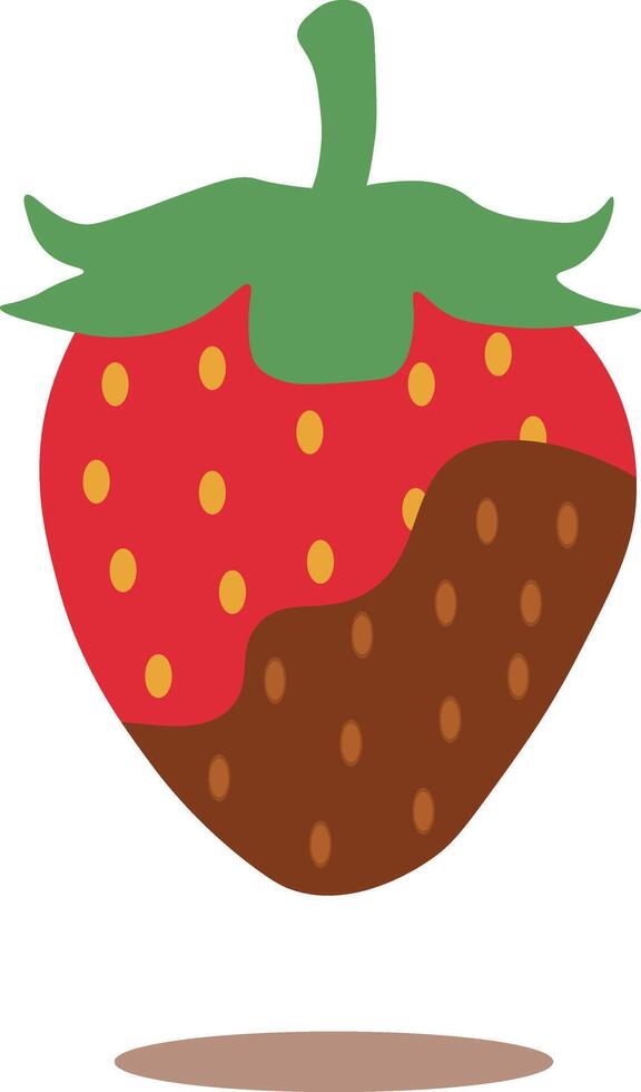 Strawberry Coated Chocolate Illustration. Melted Choco on White Background vector