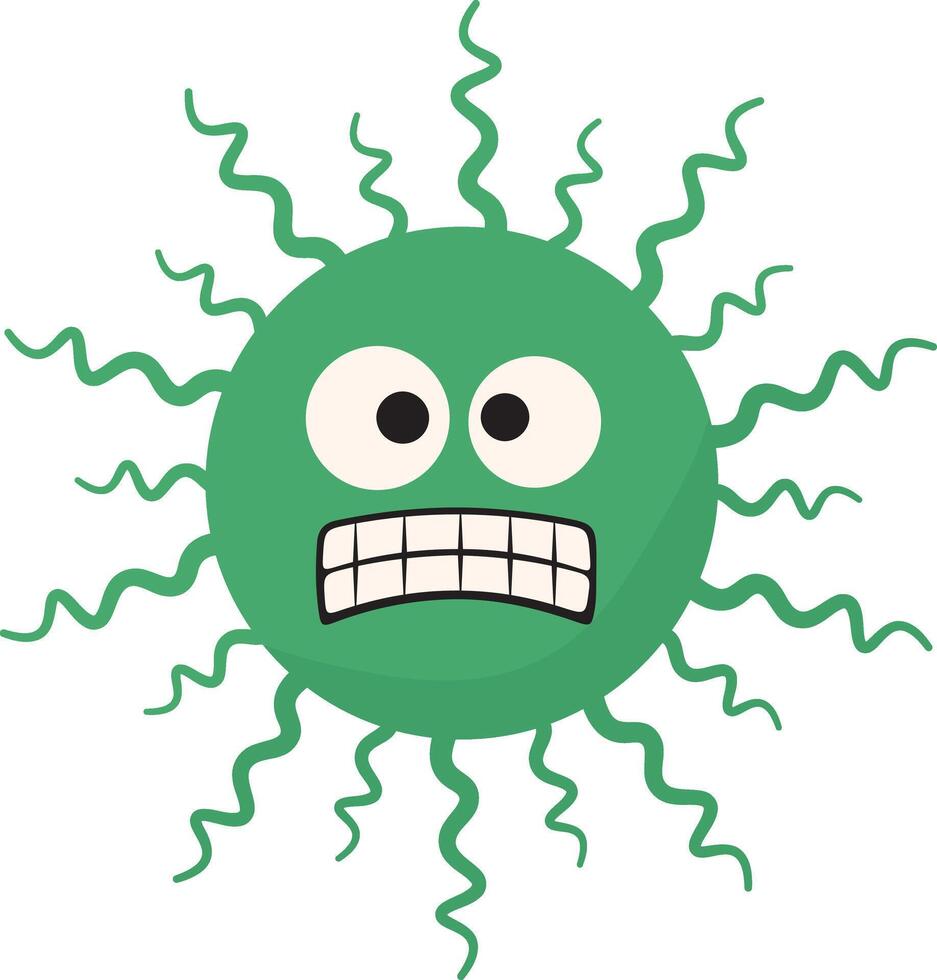 linda dibujos animados bacterias y virus personaje. ilustración en blanco antecedentes vector