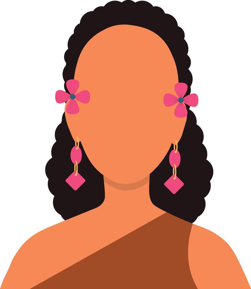 africano mujer avatar en blanco cara diseño. retrato usuario perfil. aislado ilustración vector