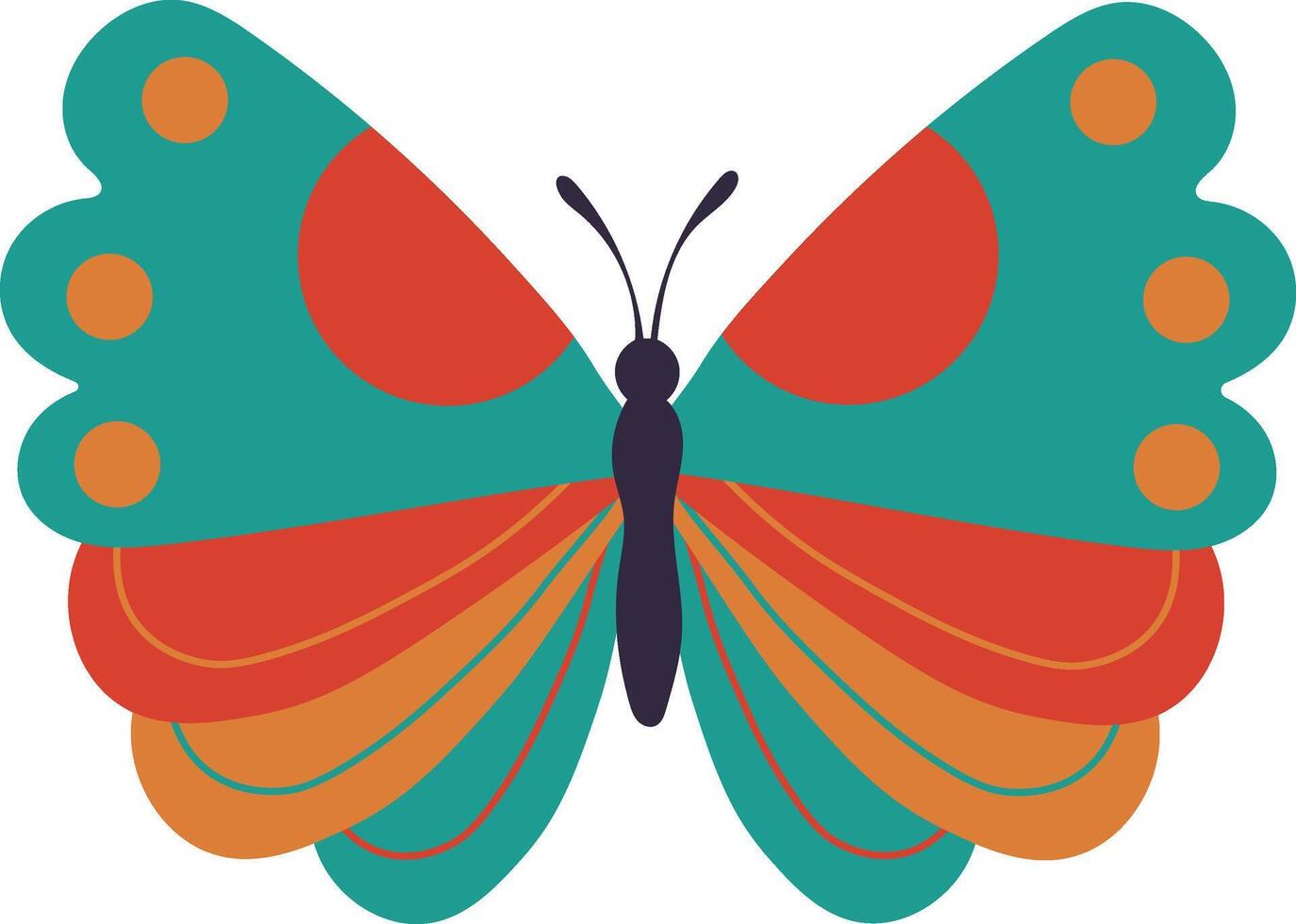 Adorable Butterfly Illustration in Flat Cartoon Design. Isolated on White Background vector