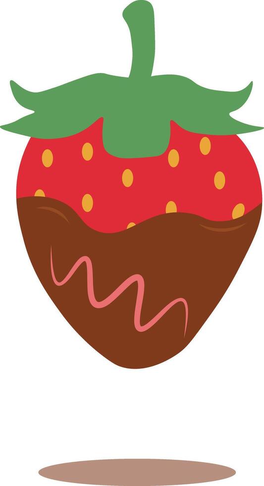 Strawberry Coated Chocolate Illustration. Melted Choco on White Background vector