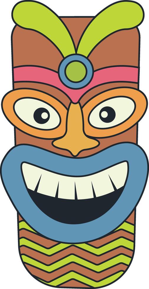 Traditional Ethnic Tiki Mask. Hawaiian Tribal Mask. Illustration on White Background vector