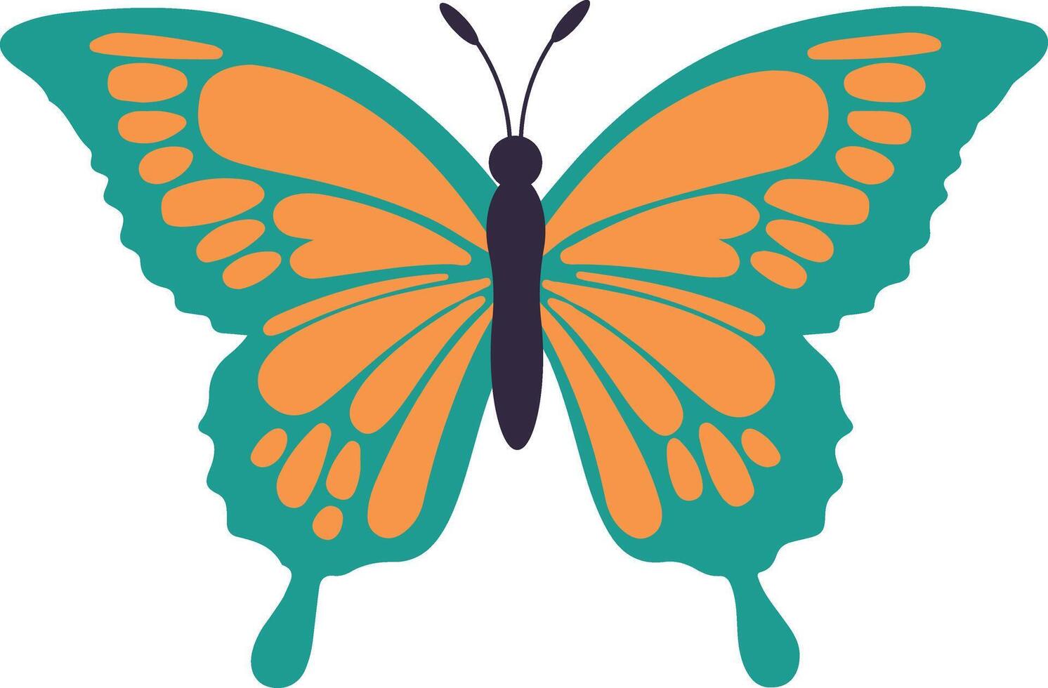 Adorable Butterfly Illustration in Flat Cartoon Design. Isolated on White Background vector