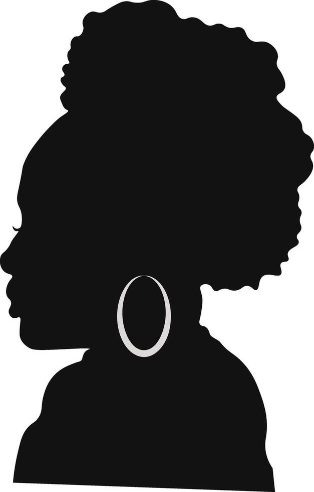 Black History Month Woman Silhouette. with Some Accessories. Isolated Graphic Design vector