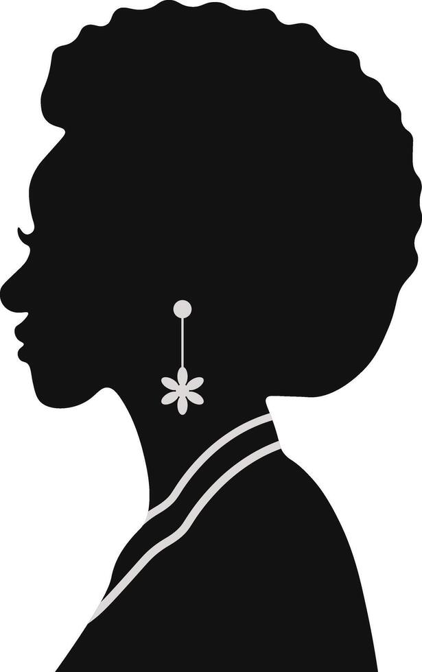 negro historia mes mujer silueta. con algunos accesorios. aislado gráfico diseño vector