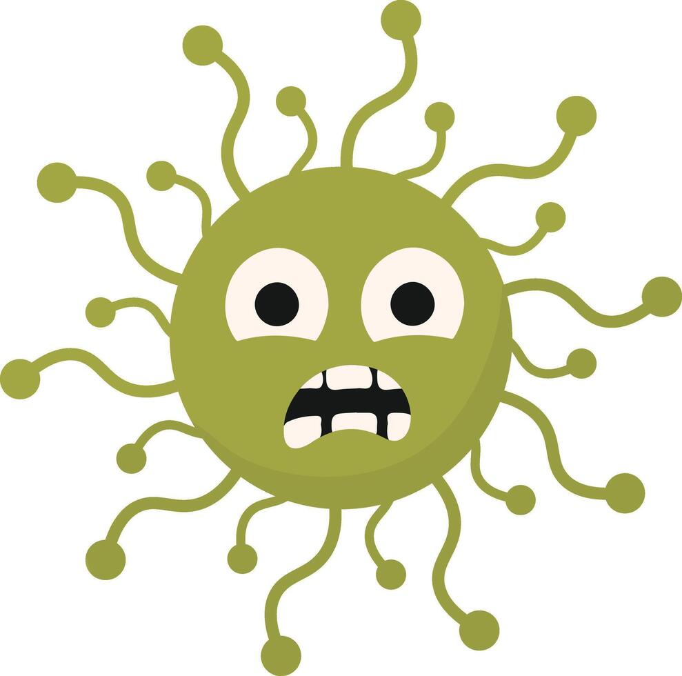 Cute Cartoon Bacteria and Virus Character. Illustration on White Background vector