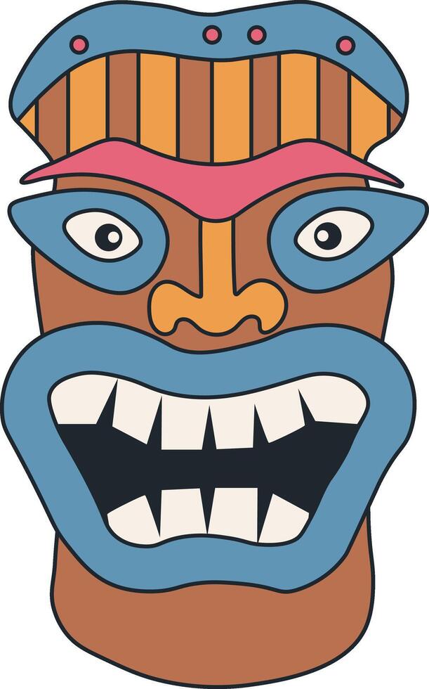 Traditional Ethnic Tiki Mask. Hawaiian Tribal Mask. Illustration on White Background vector