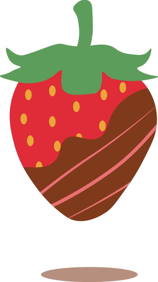 Strawberry Coated Chocolate Illustration. Melted Choco on White Background vector