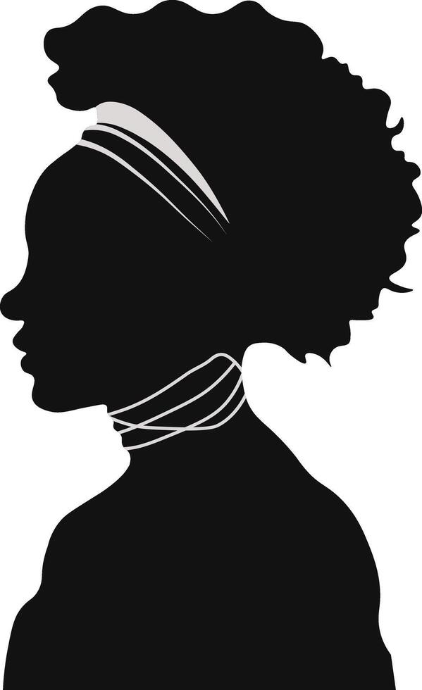 Black History Month Woman Silhouette. with Some Accessories. Isolated Graphic Design vector