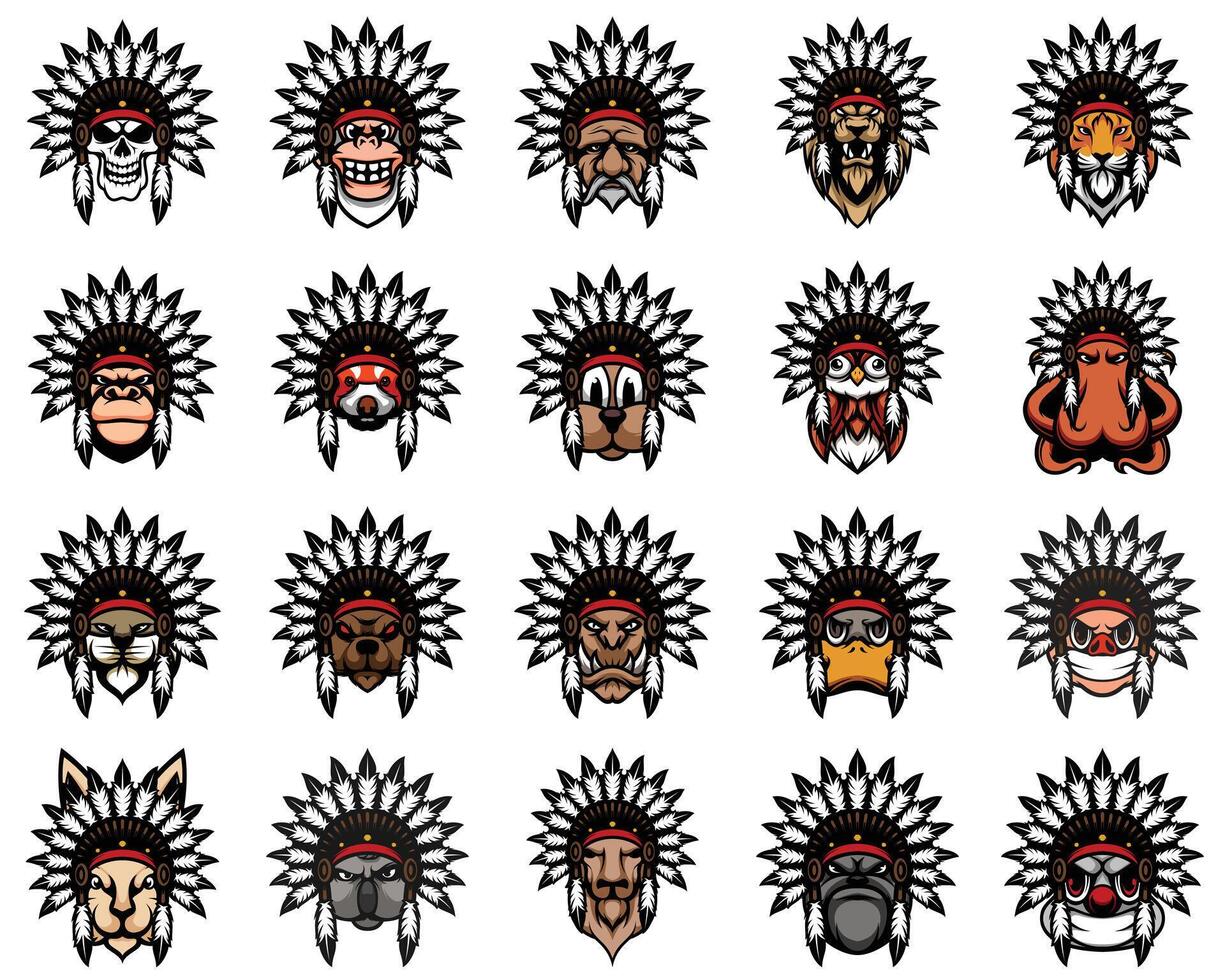 Apache Mascot Design Bundle vector