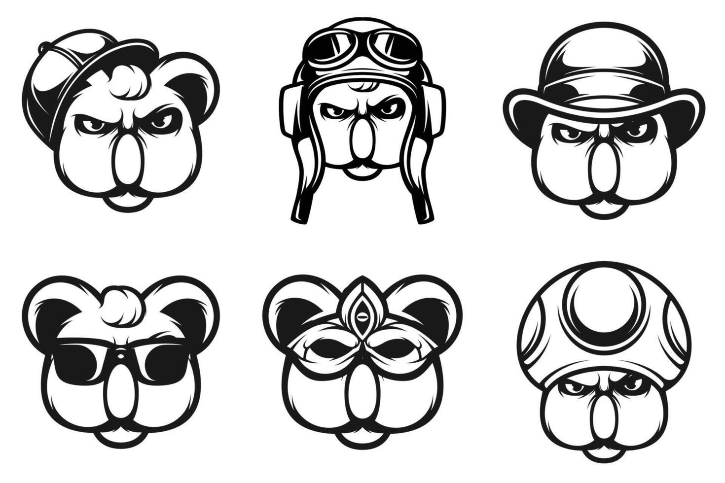 Koalas Head Outline Version Bundle vector