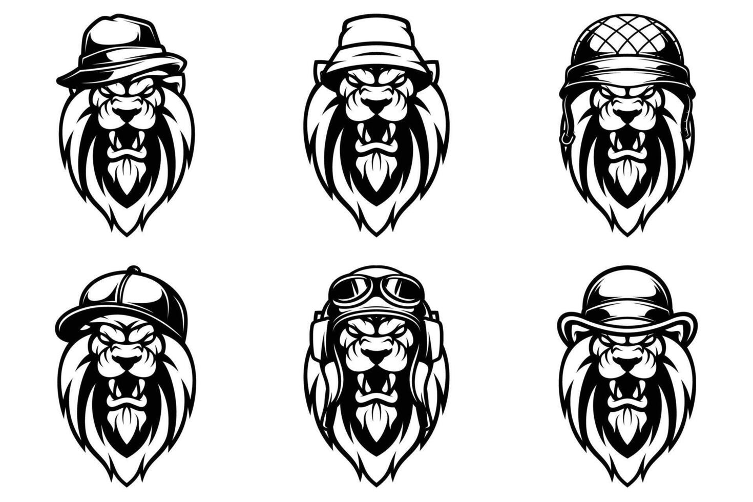 Lions Head Outline Version Bundle vector