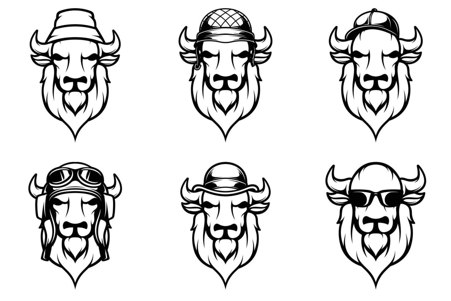 Buffalo Head Outline Version Bundle vector