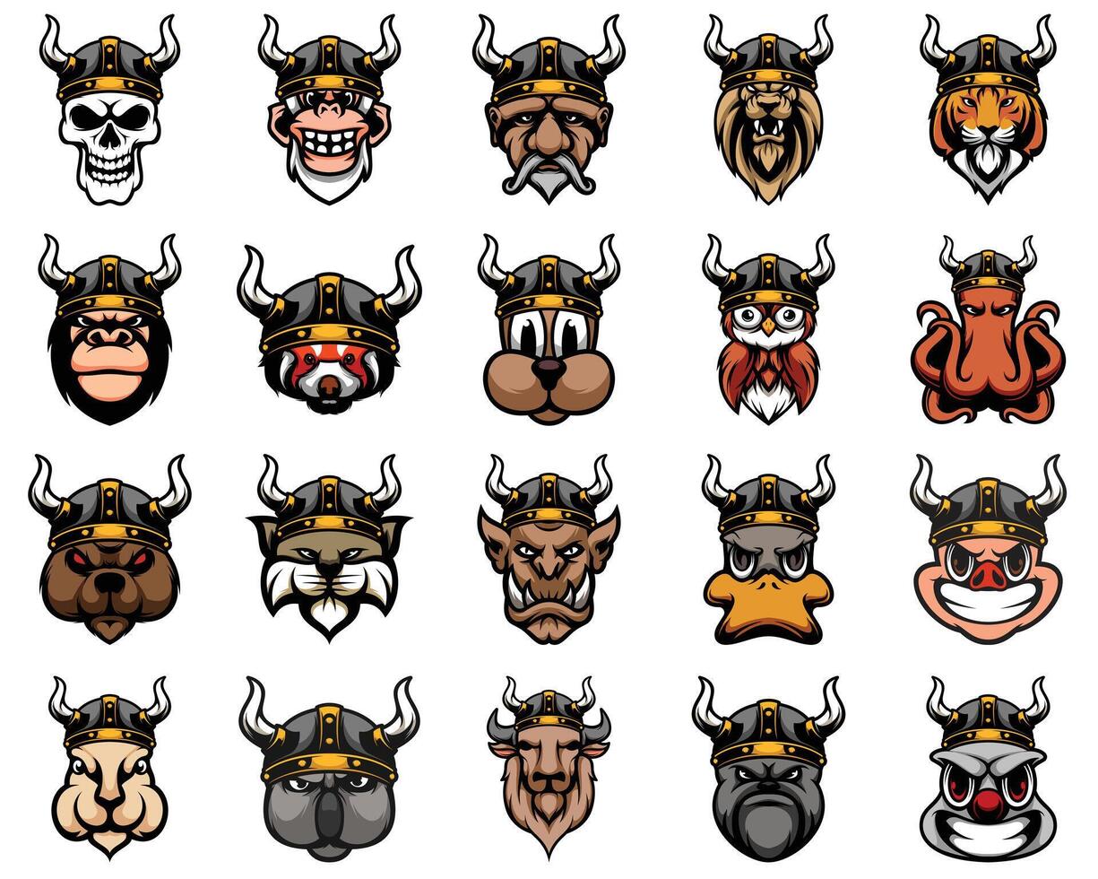 Viking Mascot Design Bundle vector