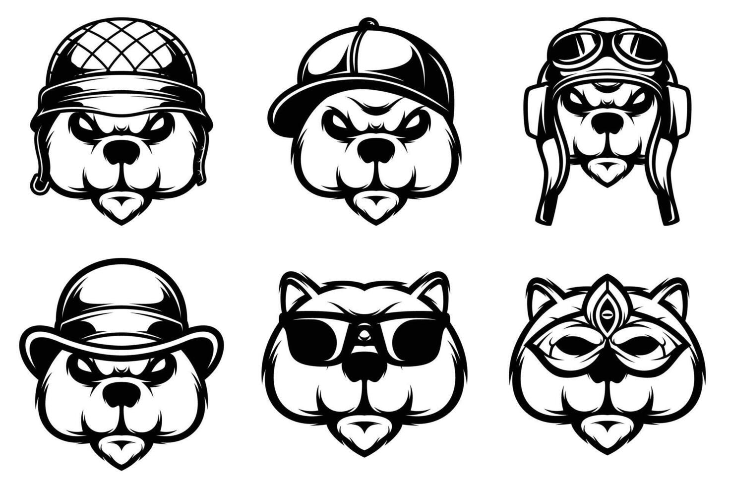 Bears Head Outline Version Bundle vector